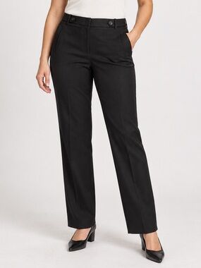 LOFT Marisa Modern Trouser Dress Pants Size 10 Black Solid Black Stretch Classic